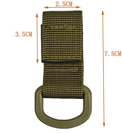 Jadedragon Multipurpose Tactical 360 Rotation D-Ring Clips/Locking Carabiner/Hydration Tube Clips/Elastic String Strap Management Tool for MOLLE Webbing Attachment Backpacks - color: DW-Green