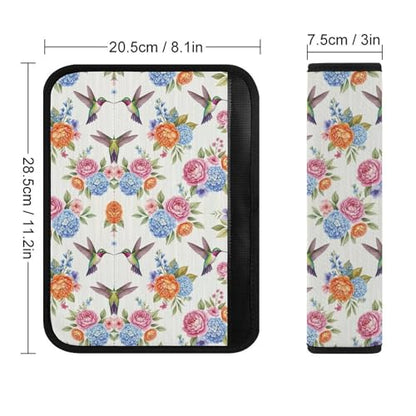 2PCS Retro Hummingbird Spring Flower Birds Car Seat Straps Shoulder Pads Soft Padded Seat Belt Cushion for Adult Use, Car Seats Pushchair Strollers High Chair Pushchair, Anti-Slip Pad - color: Pattern 494