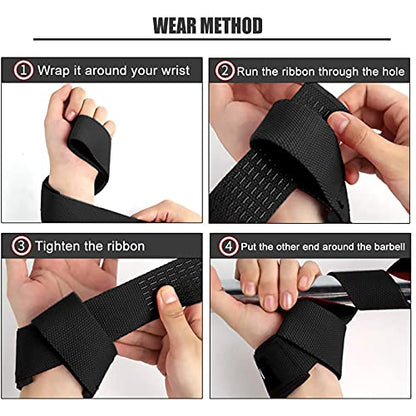 GOUNOD Lifting Straps for Weightlifting, Padded Wrist Straps, Black, 1 Pair | Non-slip silicone grip and cushioned wrist padding for Weightlifting, Gym, Deadlift, Workout, Gym Strength Training.