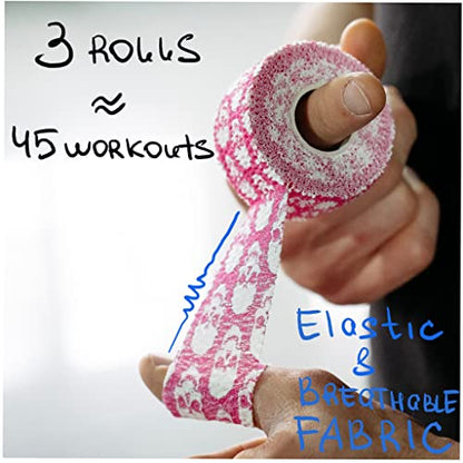 Professional Weight Lifting Thumb Tape - Protects Finger Tape, Adhesive for Powerlifting, Yoga & Gym, Hand Grip Support for Weightlifting, Deadlift, Barbell Hook Grip - color: SKULL