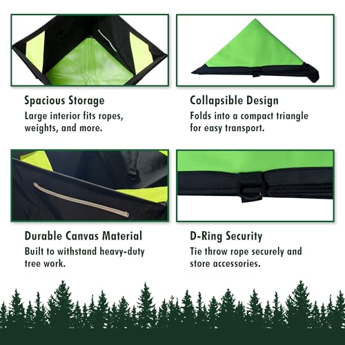 Forester Throw Bag - Easy Folding Arborist Throw Line Cube Storage Organizer Tree Cutting Equipment Throwline Box Arborist Throw Line Storage Thrower Supply Big Storage Bags Cubes Black