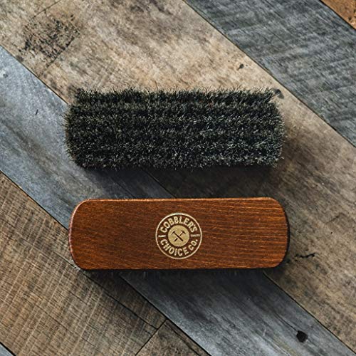 Premium Shoe Brush - Horsehair Shoe Brush - Concaved Handle for Premium Grip, Brown - color: Brown