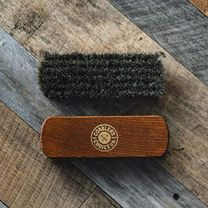 Premium Shoe Brush - Horsehair Shoe Brush - Concaved Handle for Premium Grip, Brown - color: Brown