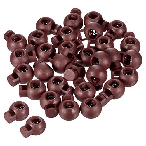 PATIKIL Cord Locks, 100 Pack Ball Spring Toggle Stopper for Drawstring Bag Shoelaces, Date Red - color: Date Red