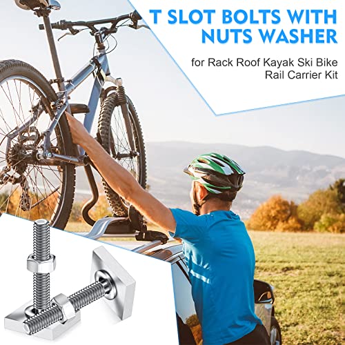 12 Pcs T Slot Bolts M6 35 mm Square Head T Bolts for Roof Rack Stainless Steel Roof Rack Accessories Heavy Duty T Track Bolts with Nuts Washer Barrels Kit for Kayak Ski Bike Rail Carrier
