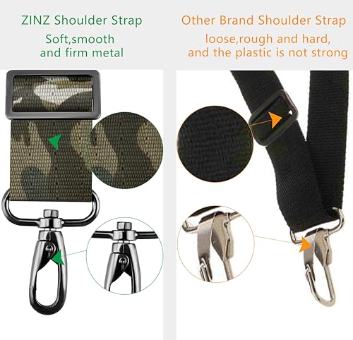 ZINZ Shoulder Strap 58" Ultra-Thick Fixed Padded and Adjustable Buckles Crossbody Strap for Briefcase Laptop Bag Luggage - color: Camouflage Green