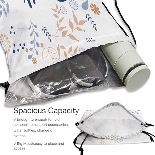 Drawstring Backpack Gym Backpack Bible Quote Lightweight Waterproof Pray More Worryless Flower Wreath Long Branch Dandelion 14x16.9 Inch - color: Bible Quote
