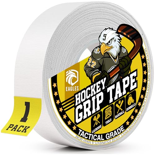 EAGLES Hockey Tape Multipurpose Cloth Tape Roll for Lacrosse Baseball & Softball Bats, Rackets, Pullup Bars, Gardening Tools, Sports Gift Perfect for Wrist, Ankle, Foot, Knee and Hand Taping - color: White