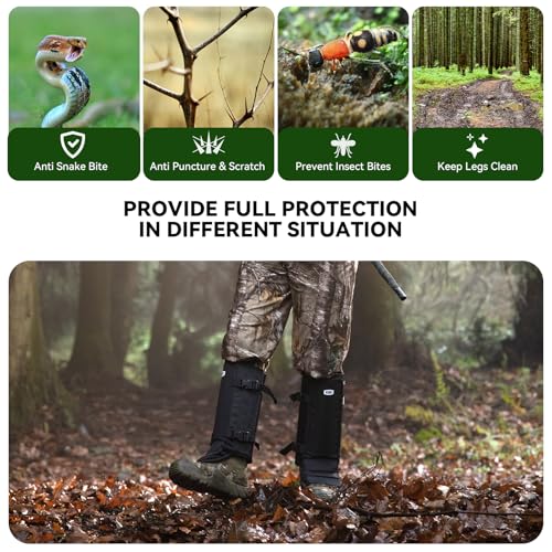 Snake Gaiters Chaps, Durable Lower Legs Anti-Snake Bite Guards - color: Black