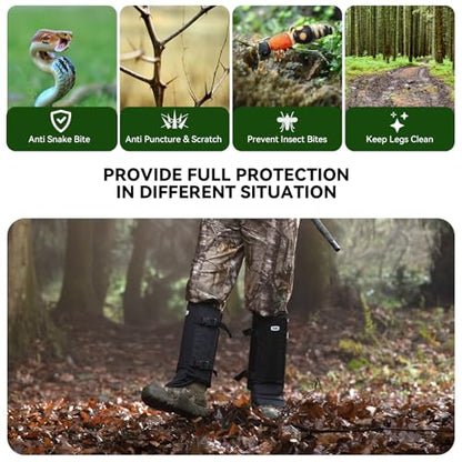 Snake Gaiters Chaps, Durable Lower Legs Anti-Snake Bite Guards - color: Black