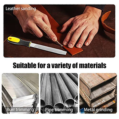 Zhehao 2 Pieces 6 Inch Flat File Metal Axe Sharpener File Steel Handle Rectangular Mill Hand Single Cut Hardened with Handle for Metal Axe Sharpening Extended Use
