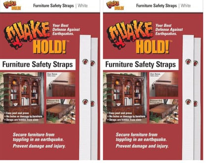Quakehold! 4164 Furniture Strap Kit, White (Pack of 2) - size: 1 Count (Pack of 2)