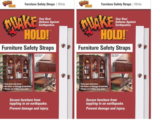 Quakehold! 4164 Furniture Strap Kit, White (Pack of 2) - size: 1 Count (Pack of 2)