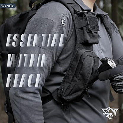 WYNEX Molle Accessories Pouch of Double Zipper Pocket Version, Backpack Strap Pouch Shoulder Strap Molle Attachment Tactical Accessories Bag Shoulder Starps Zipper Pocket Additional Phone Holder - color: Black-1Pcs
