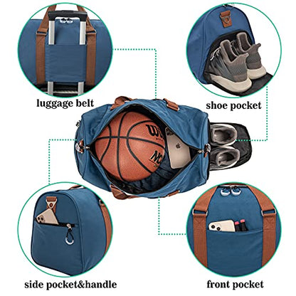 Sports Gym Bag with Shoe Compartment&Wet Pocket,Travel Duffel bag,Weekend Bag,Workout Bag Suitable for Men and Women - color: blue