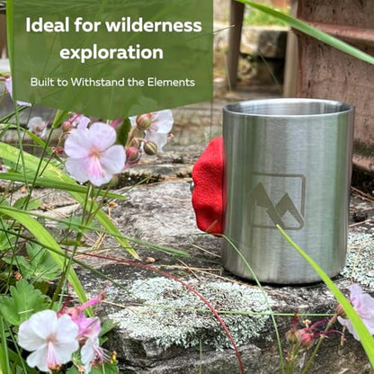 Rock Climbing Mug with Real Crimp Handle - 12oz Stainless Steel Pinch Hold Mug Climber Gift (Red) - color: Red