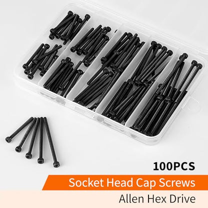 M3 x 30mm 35mm 40mm 45mm 50mm Hex Socket Head Cap Screws Bolts, 12.9 Grade Alloy Steel, Black Oxide Finish, Metric Allen Hex Drive, Machine Fully Threaded, Assortment Kit 100PCS - size: M3 x 30/35/40/45/50mm (100PCS)