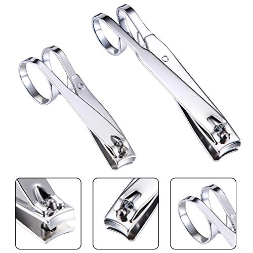 Mudder 4 Pack EZ Grip Nail Clipper Set Sharp Stainless Steel Fingernail and Toenail Clipper Cutters Trimmer Long Handle Travel Nail Kit for Men Women(Easy Grip Style)
