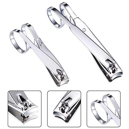 Mudder 4 Pack EZ Grip Nail Clipper Set Sharp Stainless Steel Fingernail and Toenail Clipper Cutters Trimmer Long Handle Travel Nail Kit for Men Women(Easy Grip Style)