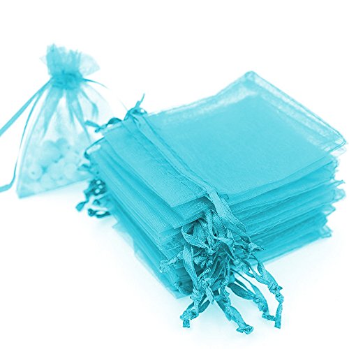 Boshen 100/200PCS Organza Gift Candy Sheer Bags Mesh Jewelry Pouches Drawstring Bulk for Wedding Party Favors Christmas (3" X 4"(100PCS), Teal Blue) - color: Blue-3" X 4"(100PCS)