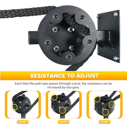Resistance Trainer Machine, TANBOXMMA Wall-Mount Pulley Rope Trainer with 3-Level Adjustable Resistance Training Machine for Upper Body Workout at Home - style: Pulley Rope Trainer