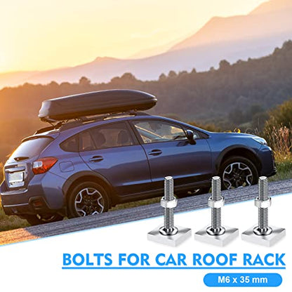12 Pcs T Slot Bolts M6 35 mm Square Head T Bolts for Roof Rack Stainless Steel Roof Rack Accessories Heavy Duty T Track Bolts with Nuts Washer Barrels Kit for Kayak Ski Bike Rail Carrier