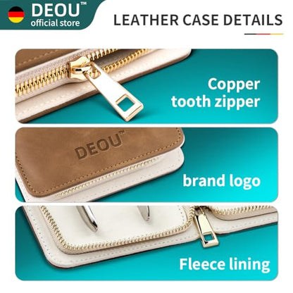 DEOU Premium Manicure Set 8 in 1, 420J2 Stainless Steel Pedicure Kit with Luxury Leather Case, Professional Grooming Tools for Travel & Home, (Brown) - color: Brown