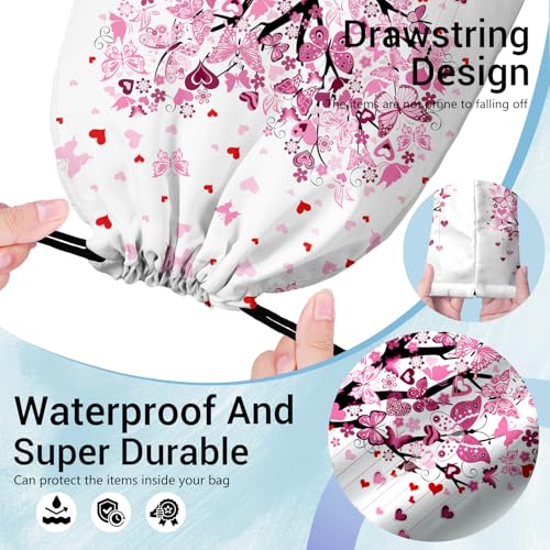 Gymnastics Grip Bag Tree Heart Gym String Storage Pouch Butterfly Pattern Small Bag - color: Butterfly Heart Pink