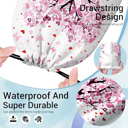 Gymnastics Grip Bag Tree Heart Gym String Storage Pouch Butterfly Pattern Small Bag - color: Butterfly Heart Pink