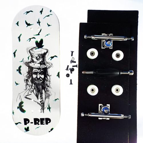 P-REP V2 Pro Performance Complete Wooden Fingerboard kit with Urethane Wheels and Bushings 34mm - Unlucky - color: Unlucky