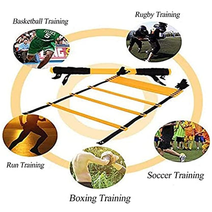 Agility Ladder for Speed Training - Fixed 2.55M Agility Ladder with Cones, Ideal for Rugby, Boxing, Lacrosse, and Tennis - Enhance Your Athletic Performance (5.1M) - size: 5.1M