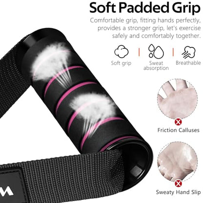 Exercise Handles, Cable Machine Handles for Gym Cable Attachments Training | 2 Pack Heavy Duty Handle with Non Slip Grip for Cable Machines, Pull Down Workouts, Resistance Bands and Home Gym Equipment - color: Black-Pink