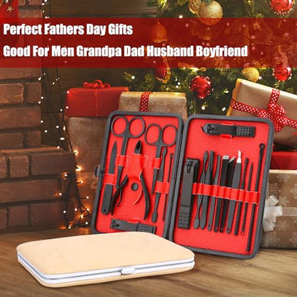 Manicure Set-Stainless Steel Nail Care Set-Professional Ingrown Toenail Clipper Grooming Tool-Pedicure Kit & Toe Nail Cutter-Thick Nail Scissors Toiletries with Cuticle Trimmer - color: Black&Red