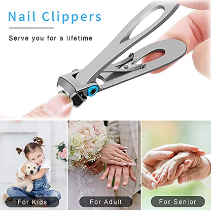 Nail Clippers Set,Fingernail Toenail Clippers for Thick Nails,Nail Clipper for Adult Men Women Seniors - size: Silver with carry sack