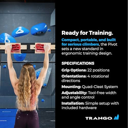 TRANGO Rock Prodigy Hangboard - Finger Training Board for Rock Climbing, Build Finger Strength, Home Training Board, Natural - Beech Wood, Pivot, Forge, Training Center - style: Pivot (Gray)