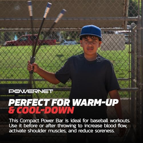 PowerNet Compact Power Bar, Weighted Tube with Interchangeable Weights, Strength Training Shoulder Rehabilitation Aid, Baseball Training Warm Up Cool Down, Increase Strength, Mobility & Flexibility