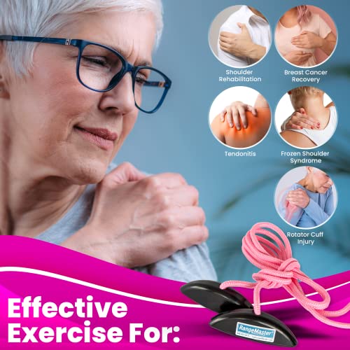 RangeMaster PinkRanger Shoulder Pulley with Patient Guide │ Aids Recovery and Rehabilitation │ Helps Enhance Pain Free Range of Motion │ Adjustable, Web Strap Door Attachment - color: Pink, style: Web Strap Door Attachment
