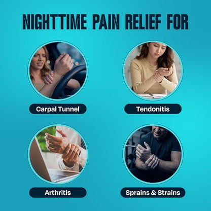 ComfyBrace 2 PACK Nighttime Pain Relief Wrist Brace for Carpal Tunnel, Tendonitis, Arthritis | Fits & Soothes Aches in Both Hands | Palm Cushion Beads for Hot Spots | Breathable Fabric
