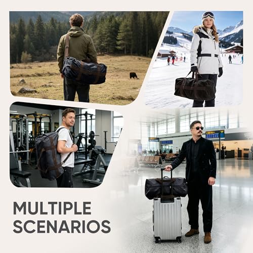 Large Canvas Travel Duffle Bag Heavy Duty, 3-in-1 Convertible Travel Bag with Backpack Straps for Gym, Sports, Travel, Camping(Dark Grey) - color: Dark Grey