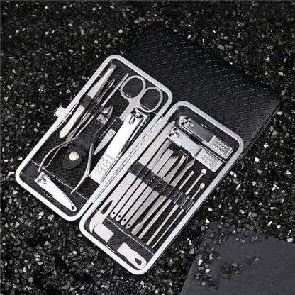 19 Pcs Manicure and Pedicure Kit with Portable Case Nail Grooming Tools for Travel Office and Home Use - color: Black