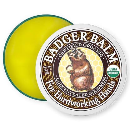 Badger Healing Balm, Hard Working Hands Cream, Organic Hand Cream for Dry Cracked Hands, Long Lasting Hand Moisturizer/Dry Hands Treatment, 2 oz Tin - size: 2 Ounce (Pack of 1)