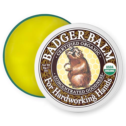 Badger Healing Balm, Hard Working Hands Cream, Organic Hand Cream for Dry Cracked Hands, Long Lasting Hand Moisturizer/Dry Hands Treatment, 2 oz Tin - size: 2 Ounce (Pack of 1)