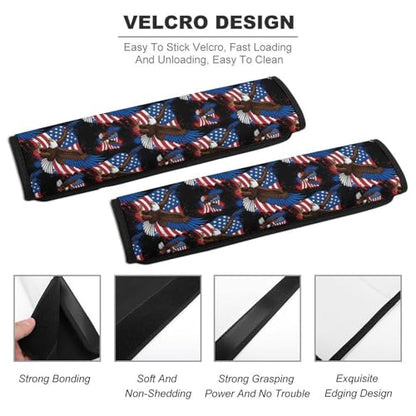 2 Pack Universal Soft and Comfortable Seat Belt Cover for Kids, Car Seats Pushchair Strollers High Chair Pushchair, Independence Day American Flag Eagle Seat Belt Cushion - color: Pattern 628