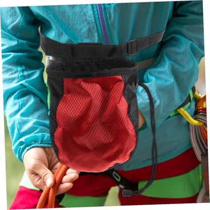 Climbing Chalk Bag Waist Pouch for Climber Large Capacity Anti-Slip Chalk Powder Storage Pack Red Black Outdoor Bouldering and Fitness Equipment