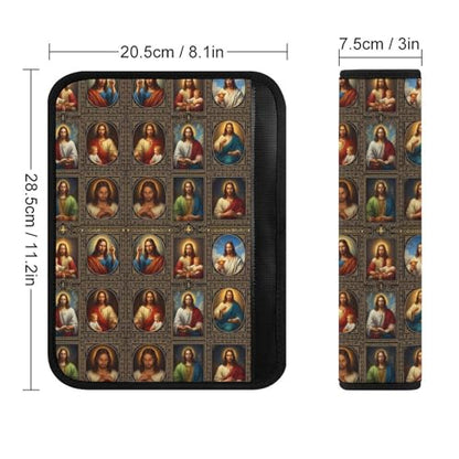 2 Pack Christian Jesus Religious Catholic Jesus Car Seat Straps Shoulder Pads Universal Fit Neck Strap Covers for Adults and Children, All Vehicles, Pressure Relief - color: Pattern 105