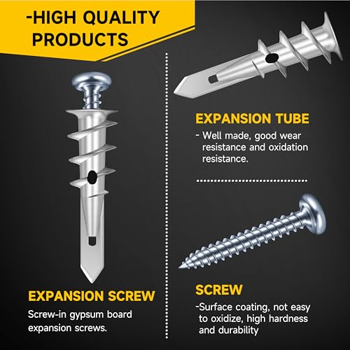 Mywish #8 Self Drilling Drywall Anchors and Screws Kit, Metal Drywall Anchors with Screws, 25PCS Wall Anchors and 25PCS Screws for Drywall, 75LB Wall Hanging Kit - size: Single-point