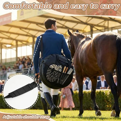 Shinylin 21 x 8 Inch Double Rope Bag with Strap for Trail and Working, Adjustable Strap Round Carry Bag for Roping Equipment Equestrian Accessories