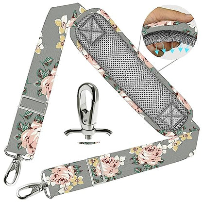 ZINZ Shoulder Strap 78" Universal Handbag Strap with Ultra-thick Fixed Padded and Dual Balanced Adjustable Buckles Shoulder Crossbody Strap for Briefcase Messenger Bag Laptop bag Luggage，Gray rose - color: Gray Rose