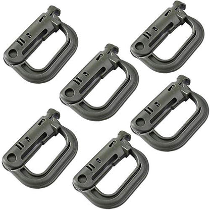 Jadedragon Multipurpose Tactical 360 Rotation D-Ring Clips/Locking Carabiner/Hydration Tube Clips/Elastic String Strap Management Tool for MOLLE Webbing Attachment Backpacks - color: LC-Green