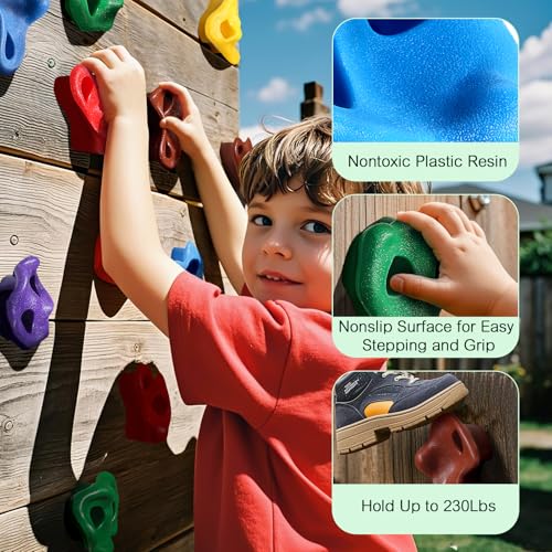 TOPNEW 25PCS Rock Climbing Holds for Kids, Large Climbing Holds for Play Set, Swingset - Adult Rock Wall Holds with Mounting Hardware for Indoor Outdoor Rock Climbing Wall - style: 25 PCS Rock Climbing Holds